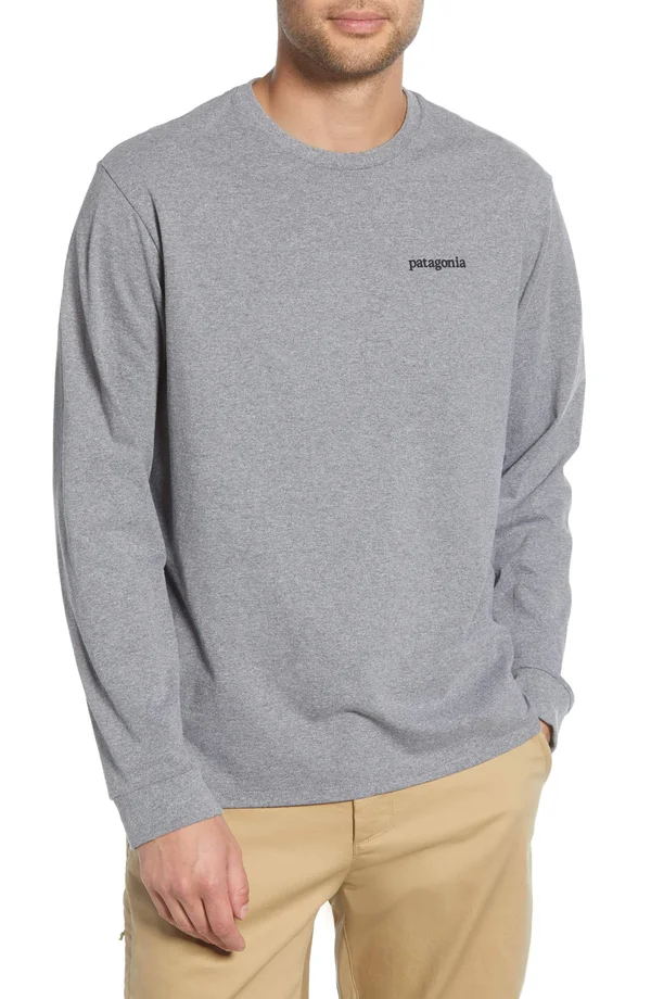 Patagonia Men's Line Logo Ridge Long Sleeve Responsibili-Tee - White - XXL
