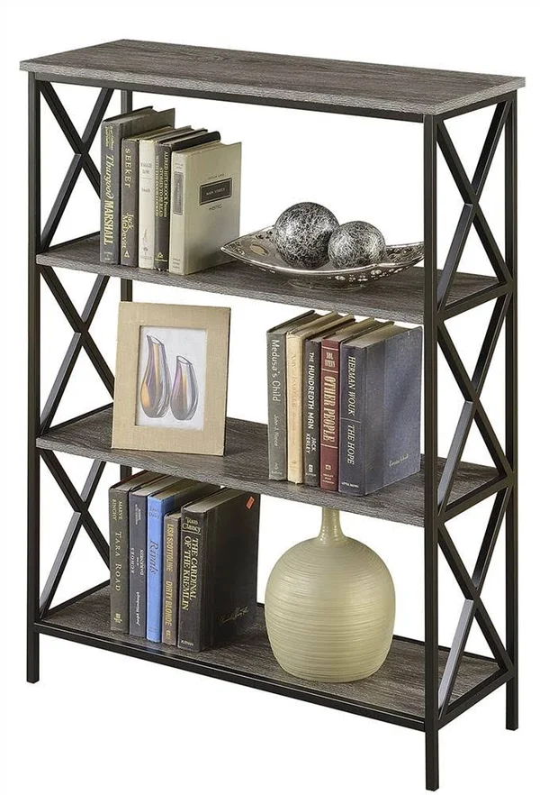 Convenience Concepts Tucson 4 Tier Bookcase, Weathered Gray