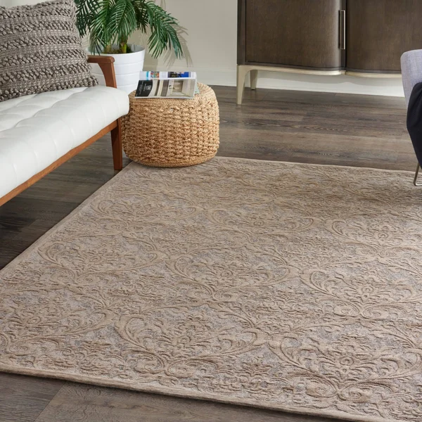 Nourison Damask DAS02 5& x 7& Grey Area Rug