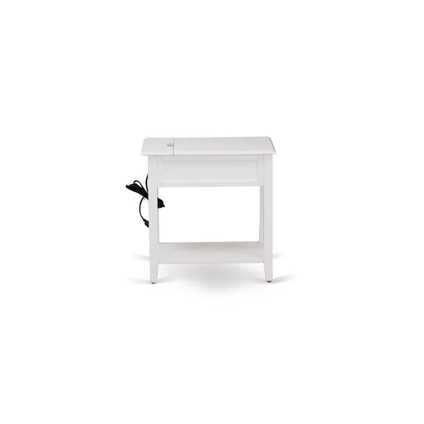 East West Furniture Denison 24x22 Wood Nightstand with 1 Drawer in White