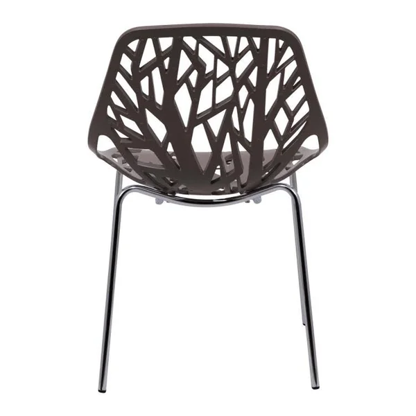 LeisureMod Modern Asbury Dining Chair with Chromed Legs Taupe