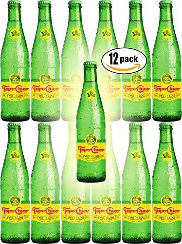 Topo Chico Twist of Lime Sparkling Mineral Water 12 Ounce Glass Bottles - Pack of 12