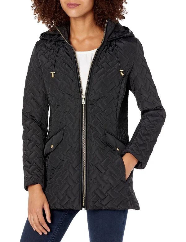 Cole Haan Quilted Barn Jacket (Black) Women's Coat