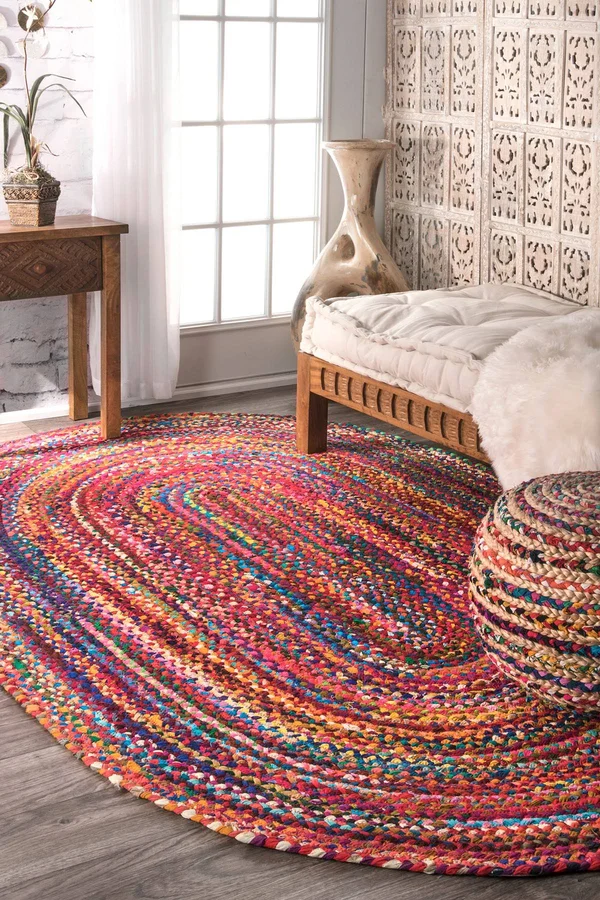 nuLOOM Hand Braided Tammara MGNM04A Multi 5& x 8& Oval Area Rug