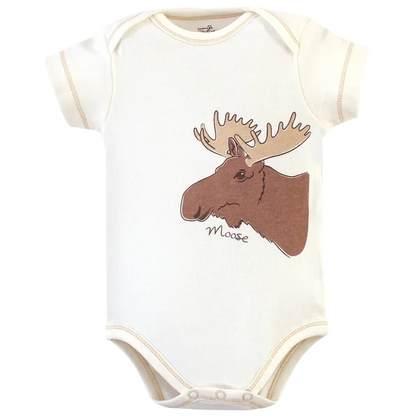 Touched by Nature Organic Cotton Bodysuits Moose 5-Pack, 9-12 Months