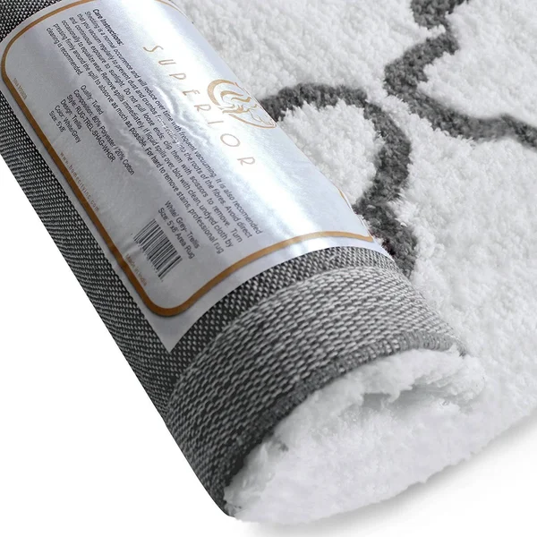 Superior Trellis Hand Woven Shag Area Rug (5'X8') White