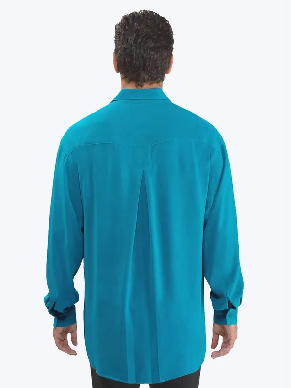 Tencel Men's Big Shirt- Midnight Teal - S