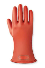 Ansell Class 0 - Size 8, 11x22 Long, Rubber Lineman&s Glove - 5, 000 AC Max Use Voltage, 1, 000 AC Test Voltage, Red, ASTM D120, P