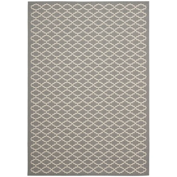 Safavieh Courtyard Anthracite & Beige 2&-3x22 x 18& Indoor/Outdoor Rug