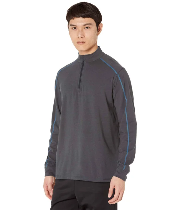 Tasc Performance Carrollton Lightweight Quarter Zip for Men in Gunmetal/Olympic Blue.Size L
