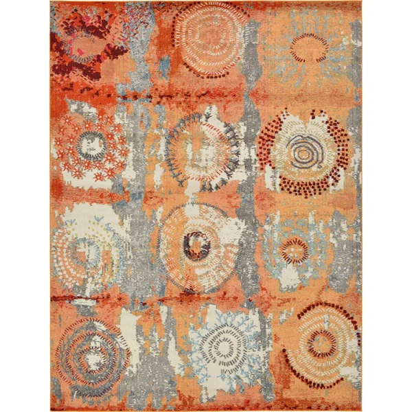 Unique Loom Sierra Estrella Area Rug (9& x 12& - Orange)