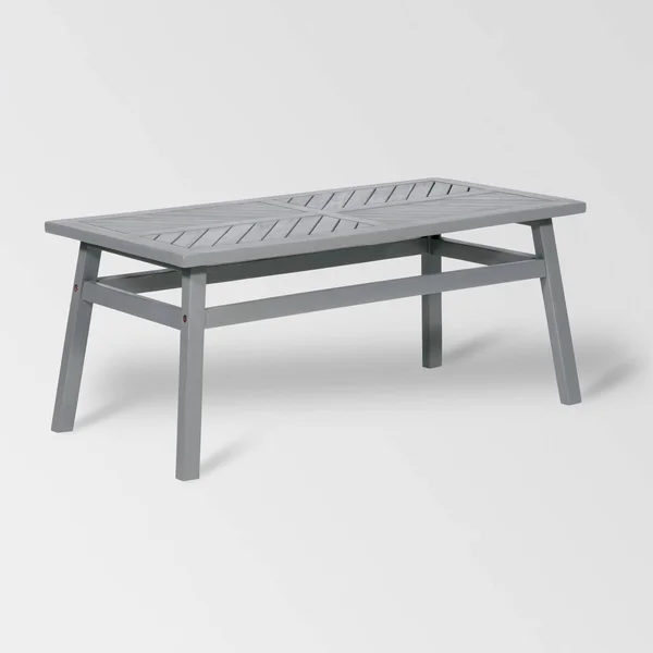Coro Chevron Slatted Patio Coffee Table – Gray Wash – Saracina Home