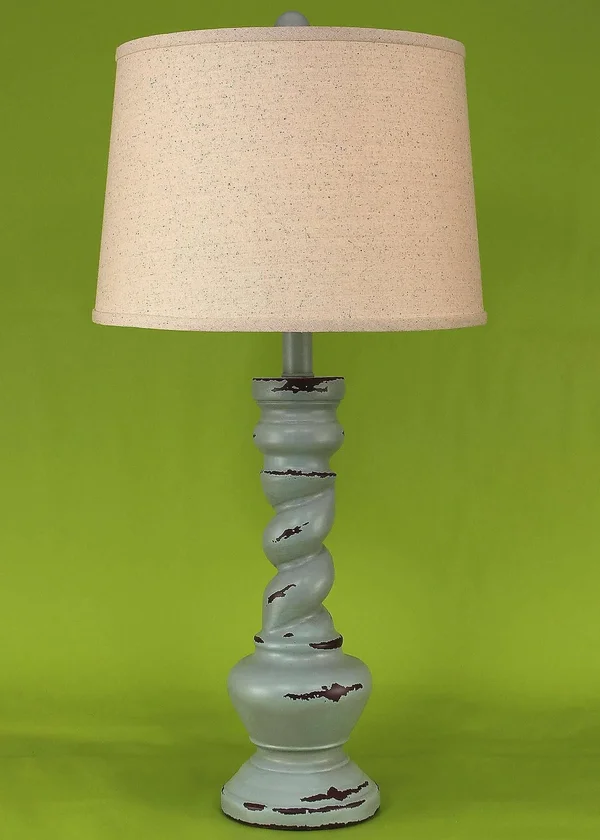 Coast Lamp Manufacturer 14 C13e Distressed Atlantic Grey Country Twist Table Lamp 31 in