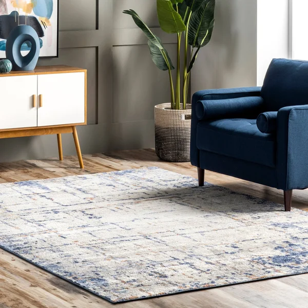 nuLOOM Mabel Contemporary Faded Abstract Light Blue 2 ft. 8 in. x 8 ft. Indoor Runner Rug
