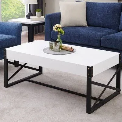 Klatt Frame Coffee Table Gracie Oaks Table Top Color: White