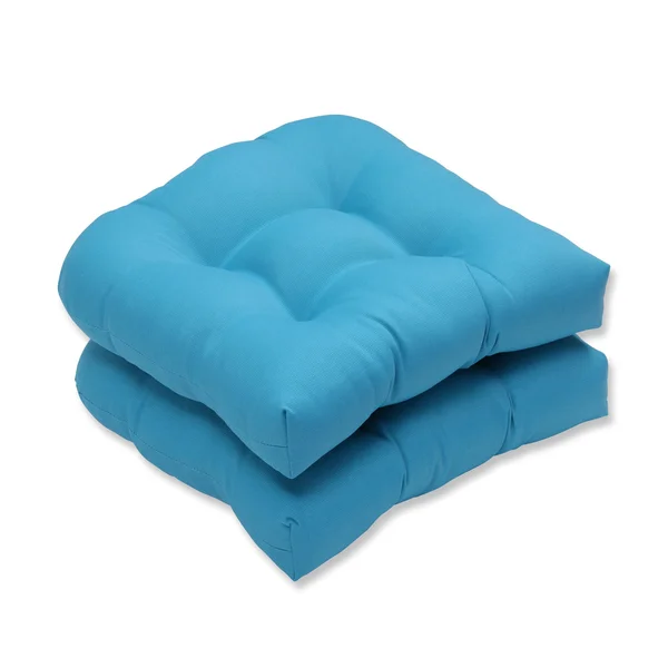 Pillow Perfect Outdoor Veranda Turquoise Wicker Seat CUSHION - Set of 2