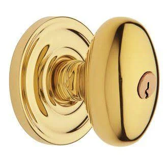 Baldwin Egg Knob Classic Rose Keyed Entry Emergency Exit Satin Chrome