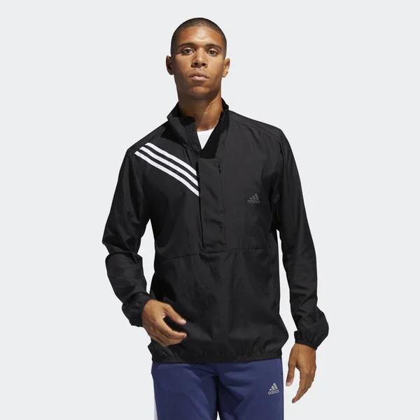 Adidas Men's Run It 3-Stripes Anorak Jacket - Black - M