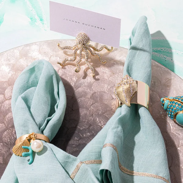 Joanna Buchanan Sparkle Shell Napkin Rings - Set of 2 - Gold