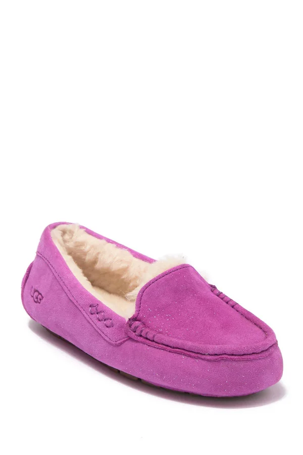 Ugg Bodacious Ansley Milky Way Suede/ Wool Moccasin Slippers, Us 11