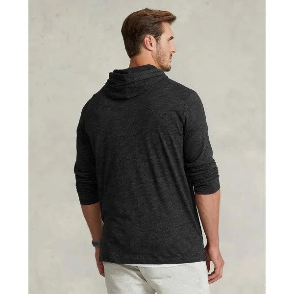 Ralph Lauren Men's Jersey Hooded T-Shirt - Size L Tall in Black Marl Heather/C9590