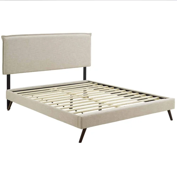 Modway Amaris King Fabric Platform Bed with Round Splayed Legs - Gray