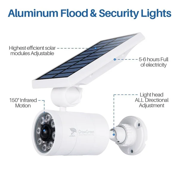 Solar Motion Sensor Light Outdoor Aluminum - 1400-Lumens 9-Watt110W Equivalent LED