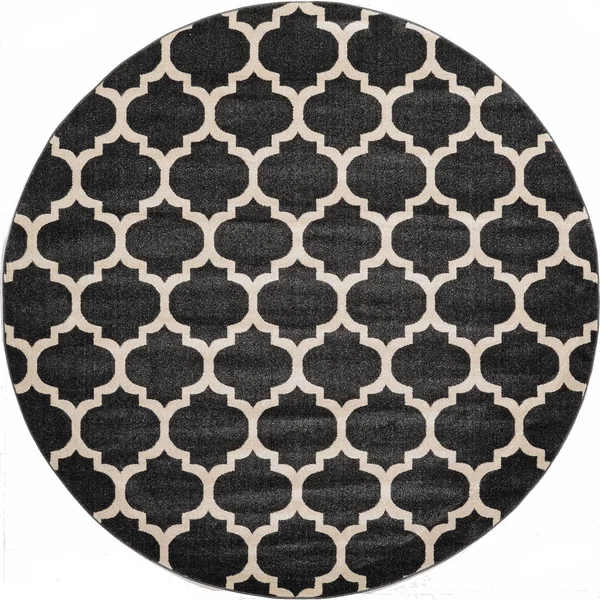 Unique Loom Philadelphia Trellis Area Rug Black 8& x 8& Round 8& Round Indoor Living Room - Bedroom, Dining Room