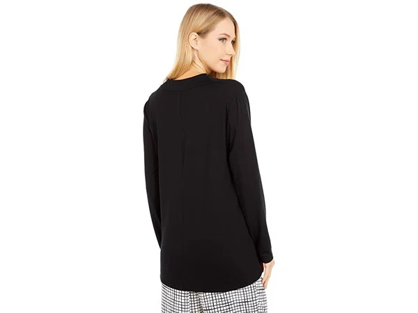 Eileen Fisher Womens Black Long Sleeve V Neck Top Size XS - Women's