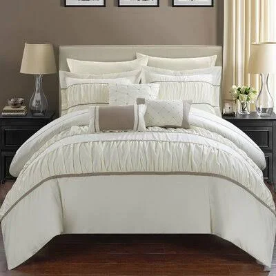 Nelia 10 Piece Comforter Set Astoria Grand Size: Queen Comforter + 9 Additional Pieces - Color: Beige