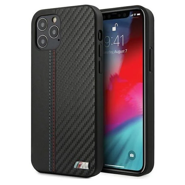 BMW - M-Collection Stripe, Bi-Material, iPhone 12 Pro Max (6.7), Carbon Hardcover, BMHCP12LMCARBK