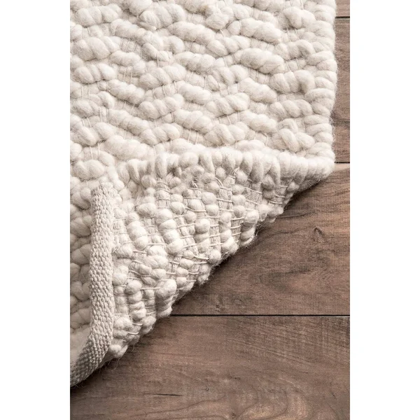 nuLOOM Ivory Handmade Casual Solid Ridged Area Rug - 8& x 10& - Light Blue