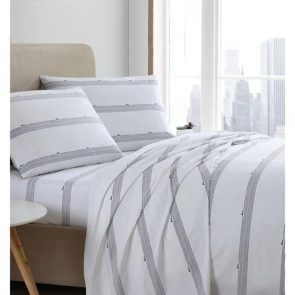 Ed Ellen DeGeneres Button Floral Percale King Sheet Set - Blue