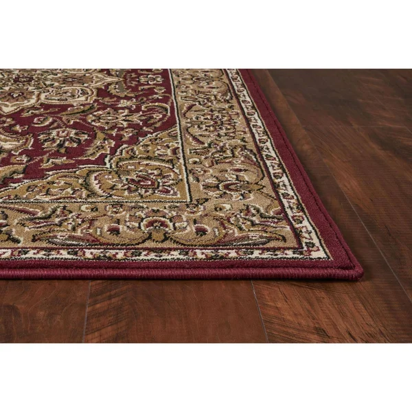 Kas Cambridge 7326 Kashan Medallion 2&2x22 x 7&11x22 Runner Red, Beige Area Rug