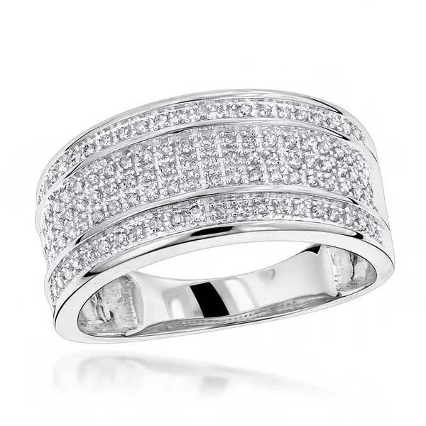 Luxurman 10K Gold Men's 2/5ct TDW 5-Row Diamond Ring - White - 9.5