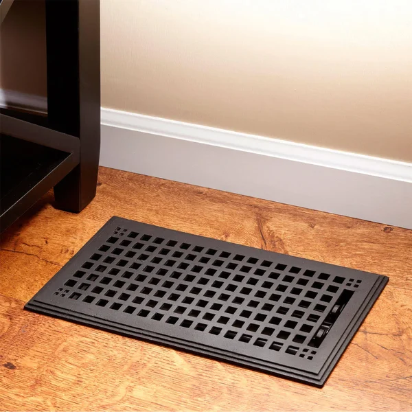 Signature Hardware 917441-6-12 Mission Iron Floor Register - 6x22 x 12x22 Black Powder Coat 302122
