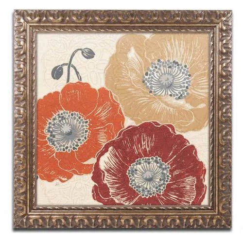 Trademark Fine Art A Poppy&s Touch III by Daphne Brissonnet Framed Painting Print - Size: 16x22 H x 16x22 W x 0.5x22 D