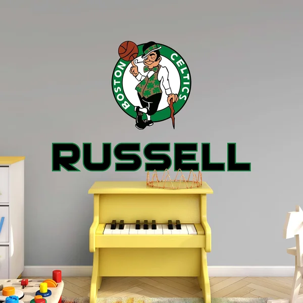 Boston Celtics: Stacked Personalized Name - Officially Licensed NBA TRANSFER Wall Decal in Green (52x22W x 39.5x22H) by Fathead