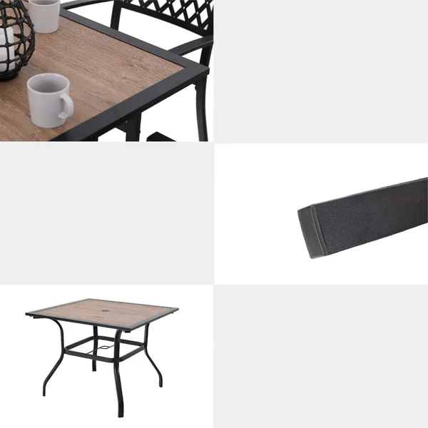 5pc Patio Table & Metal Chairs with Diamondback Design - Captiva Designs