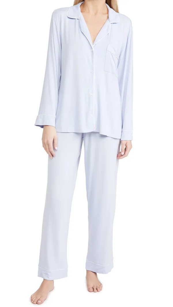 Eberjey Gisele Long PJ Set - Light Orchid/Ivory