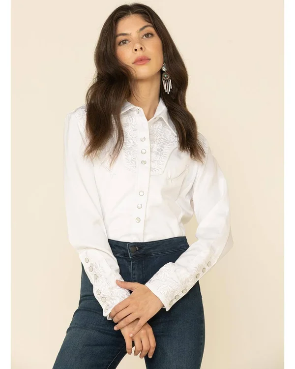 Scully Women's Floral Embroidered Western Shirt