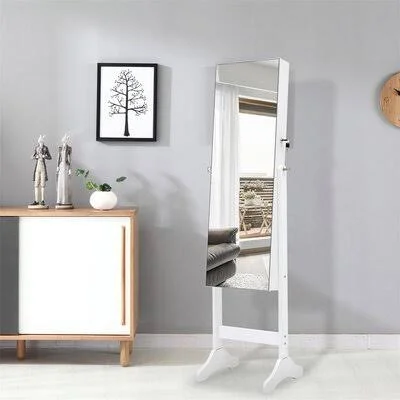 Fashion Simple Jewelry Storage Mirror Cabinet Red Barrel Studio Color: White
