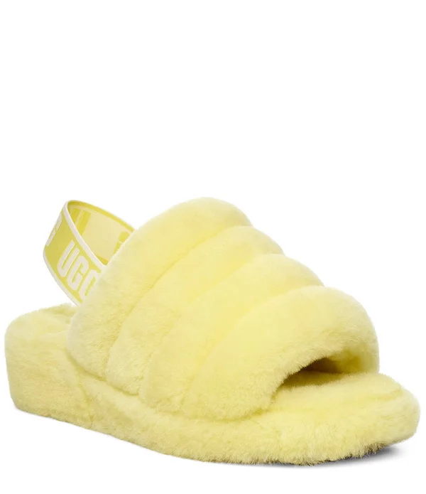Ugg Women's Fluff Yeah Slide Sheepskin in Neon Yellow - Size 10