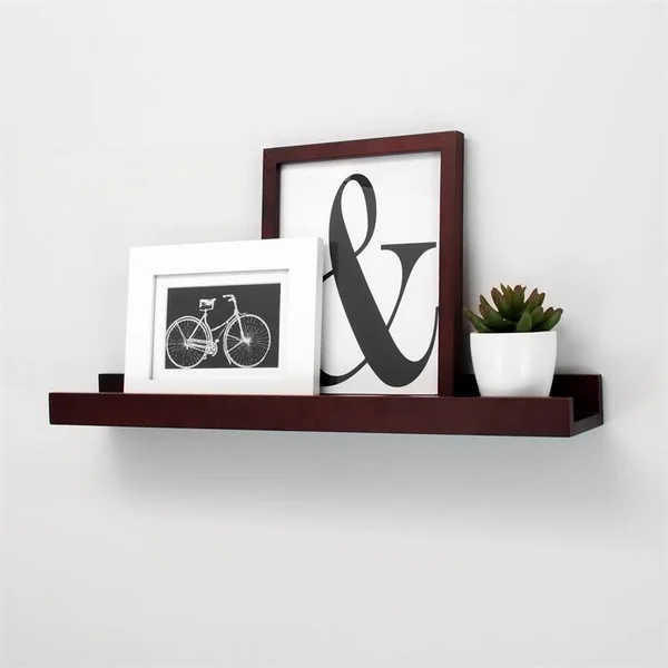 Pemberly Row Modern Edge Frame Ledge Set of 3 Espresso Engineered Wood