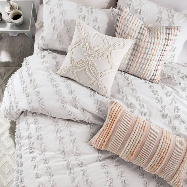 Peri Home Space Dyed Fringe Comforter Set, Queen - Gray