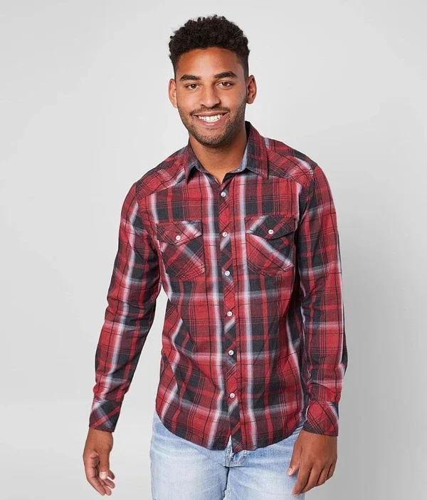 Bke Plaid Standard Shirt - Red XX-Large - Men's