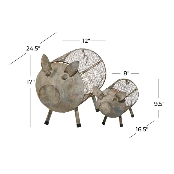 ( Set of 2 ) Brown Metal Farmhouse Planter - 26