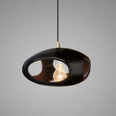 Perth 1 - Light Single Geometric Pendant Brayden Studio Shade Color: Gloss Black, Finish: Antique Brass