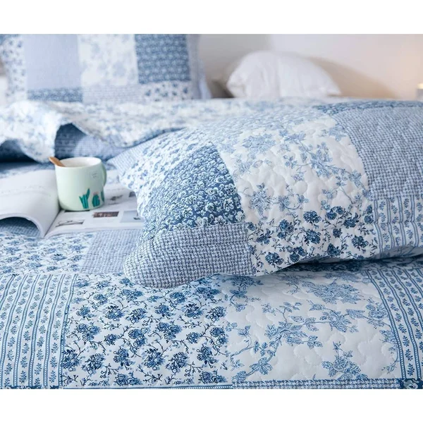 Kasentex Country-Chic Printed Pre-Washed Quilt Set - Microfiber Fabric Quilted Pattern Bedding (Multi-Pink, King + 2 Shams)