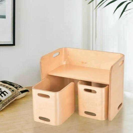 3 Piece Kids Wooden Table and Chair Set